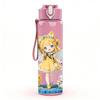 1PC Winged Fairy Girl Blue Tone Pattern 750ml Color Plastic Sports Water Bottle Leakproof Flip Straw Lid Suitable for Sports Office Home Use