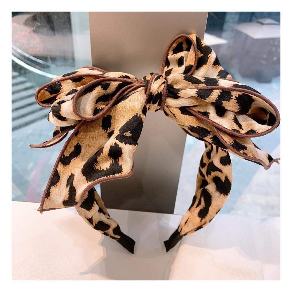 Vintage Leopard Print Headband With Big Bowknot Center for Women's Party Hair Accessory Fashionable Present Headwear