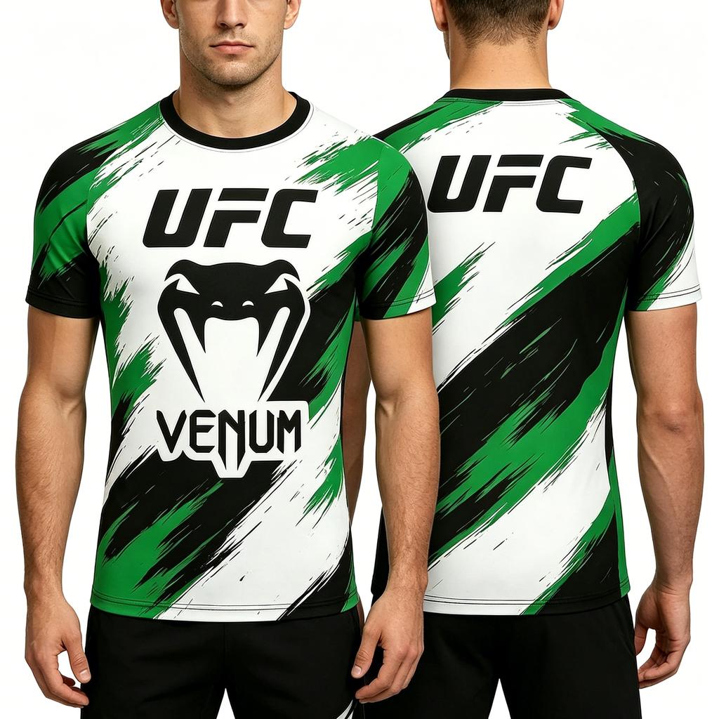 Sports Short-Sleeve Breathable Quick-Dry Gym Fight Training T-shirt Round Neck Printed Top