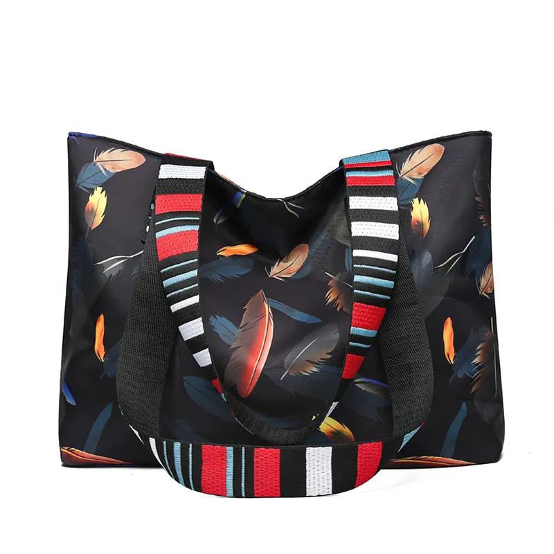 Dámská plátěná kabelka z nylonu s velkou kapacitou, barevná všestranná taška, jednoduchá voděodolná ležérní taška přes jedno rameno