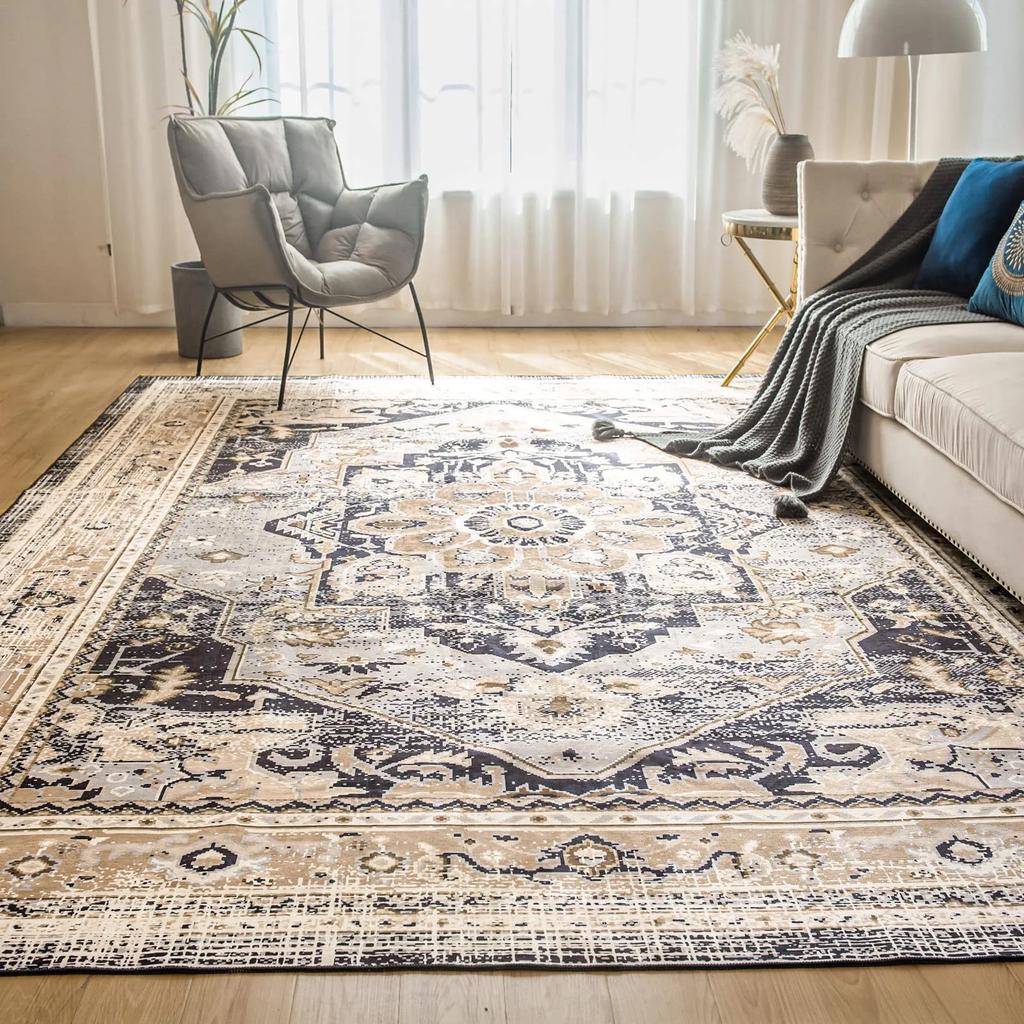 Persian National Style Carpet Retro Nordic Light Deluxe Bedroom Living Room Fully Covered with Imitation Cashmere Carpet