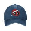 Deadpool Icon Santa Hat Christmas Unisex Women Baseball Cap  Distressed Denim Washed Hats Cap Outdoor Adjustable Snapback Hat