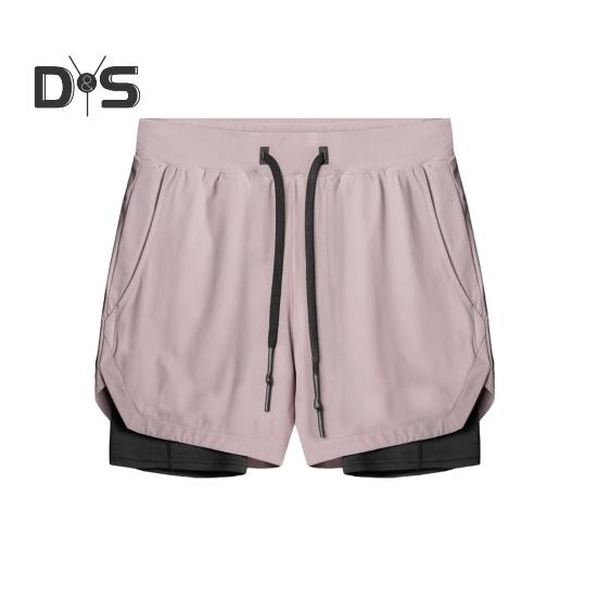 Herren-Shorts, einfarbiges Design, elastischer Bund, Kordelzug, lässige Shorts, doppellagig, schnelltrocknend, atmungsaktiv