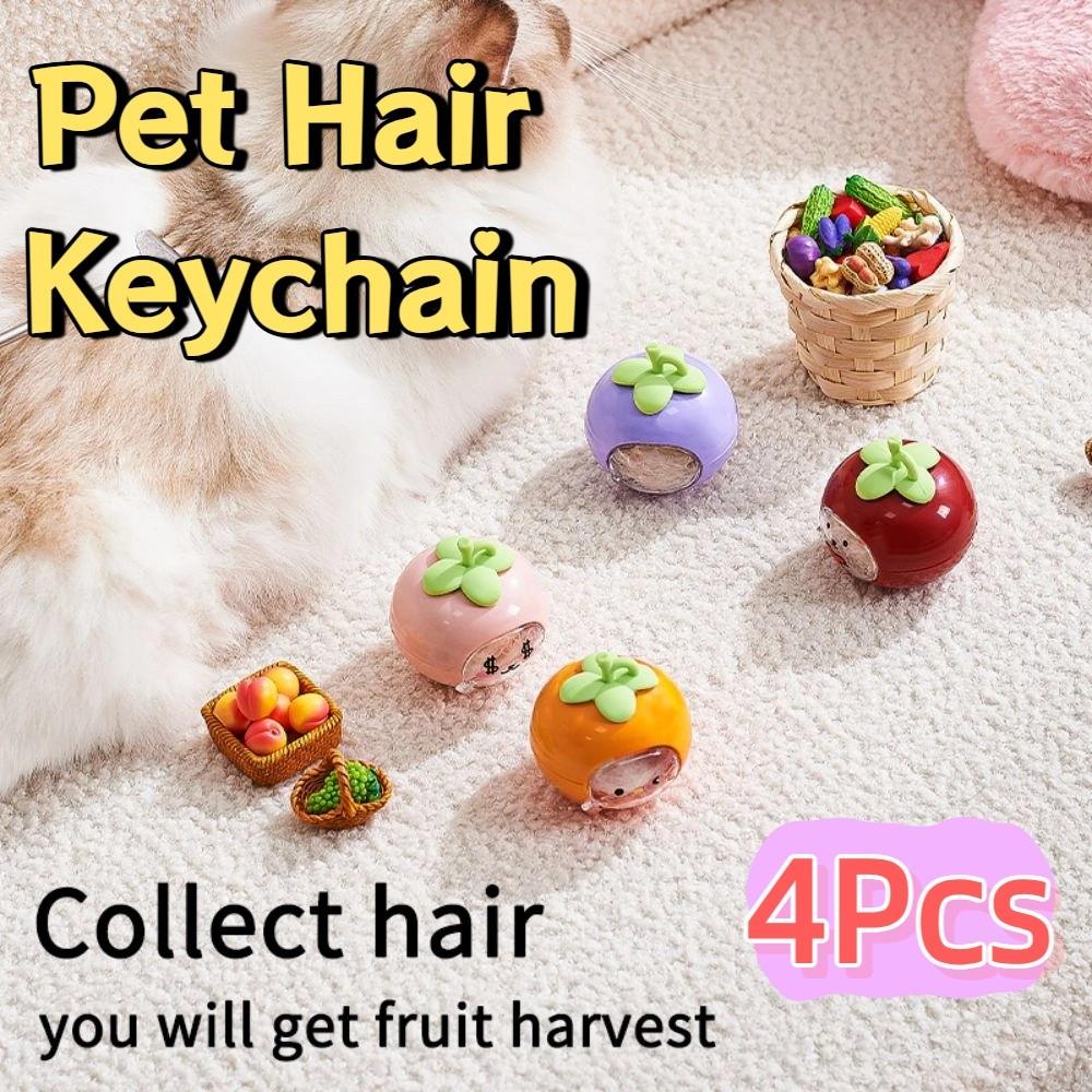 4Pcs Portable Pet Hair Keychain Transparent Dog Fur Storage Pendant  for Dog Cat Hair and Ashes
