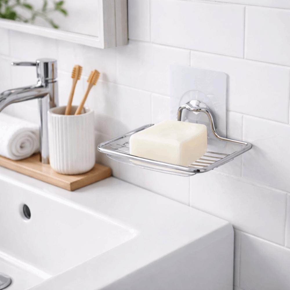 Punch-free Stainless Steel Soap Rack Wall Hanging Wall Mounted Soap Holder  Household Use