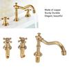 Double Handle Faucet Copper Leakproof Corrosion Resistant Beautiful G1/2 Thread Three Hole Bathroom Basin Faucet Antique