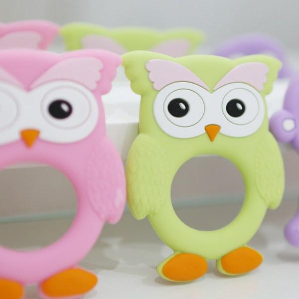 Yekkomam Animal Friends Silicone Teething Owl, Nozzle, Owl (Green), 1 Piece, Korean Baby Products
