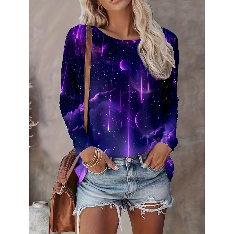 Women's Autumn and Winter Love Plaid 3D Printing Round Neck Long-sleeved T-shirt Comfortable, Fashionable and Breathable