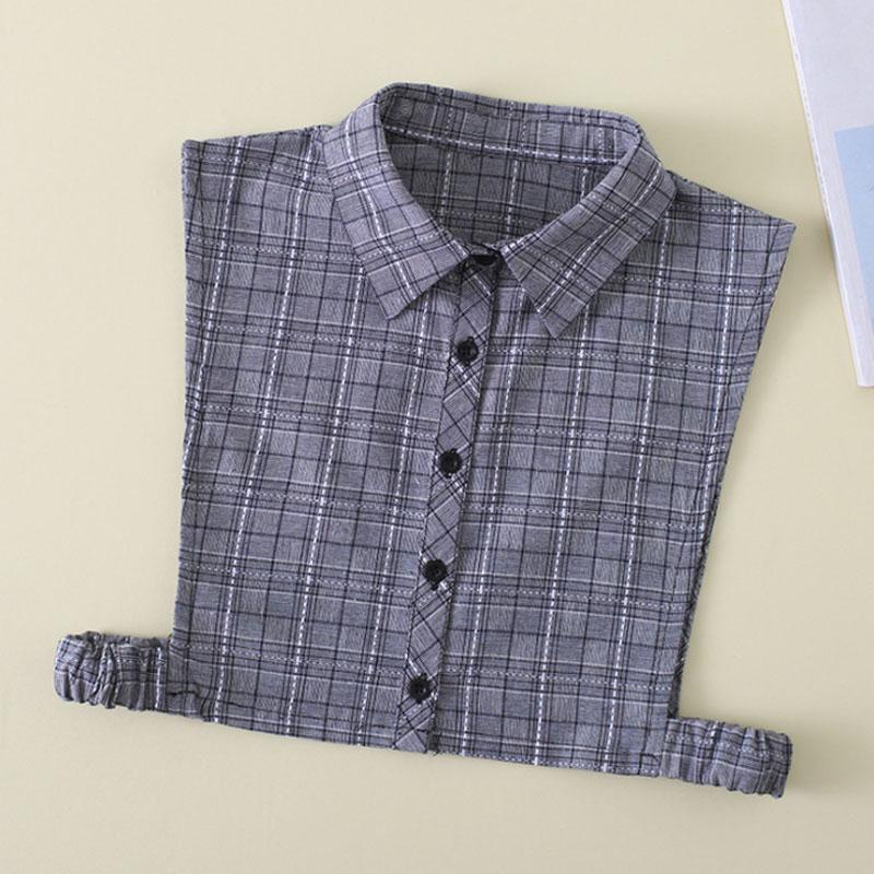 Fashion Plaid Fake Collar Women Detachable collars New Cotton False Collar Shirt Tie Female Removable Dickie Half Shirt Women