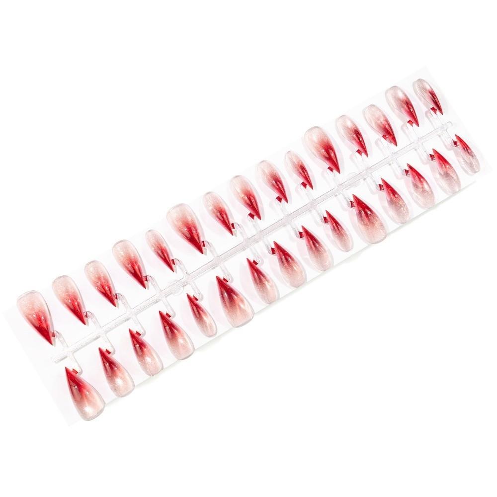 Gradient Halloween False Nails Wearable Nail Tips Set Durable Blood Stained Fake Nail Party