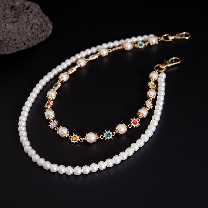 Exquisite Luxury Imitation Pearl Flower Pants Chain Hip Hop Waist Chain Versatile Jeans Chain  Clothing Accessories Gifts