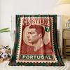 Retro Cristiano Ronaldo Portugal Red Soft Blanket, Silky Soft Blanket for Restful Sleep, Durable Warm Throw for Outdoor Fun