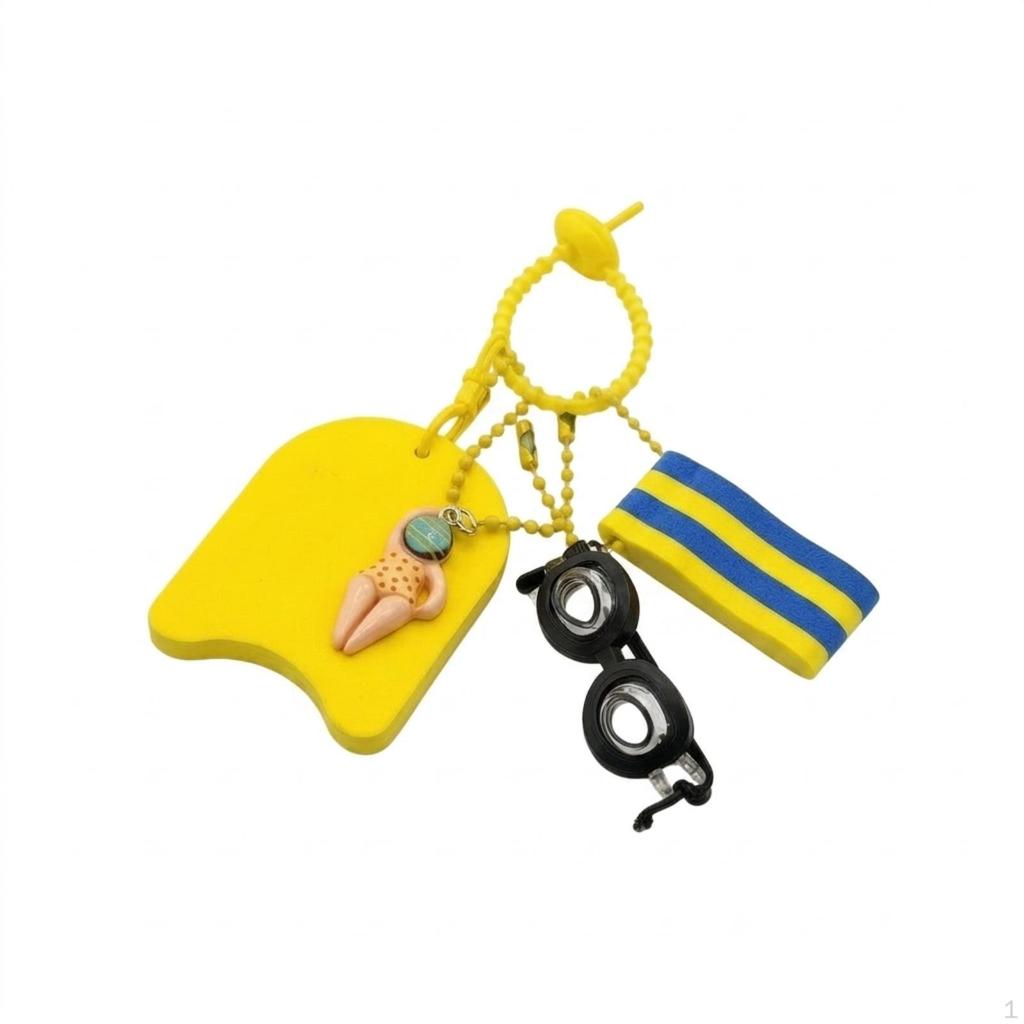 Schlüsselanhänger mit Schwimmbrett Perlenbrille Cartoon-Stil Anhänger für Schwimmer,