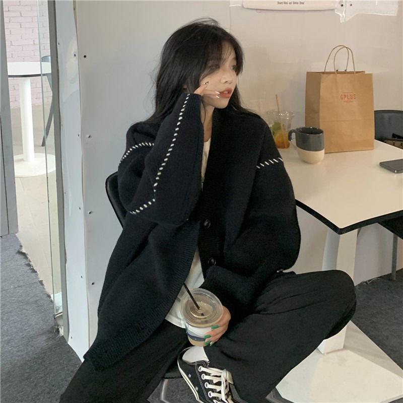 Cardigans Lazy Wind Soft Waxy Sweet College Style Sweater Cardigan Female Student Korean Style Loose Wear Outer Coat