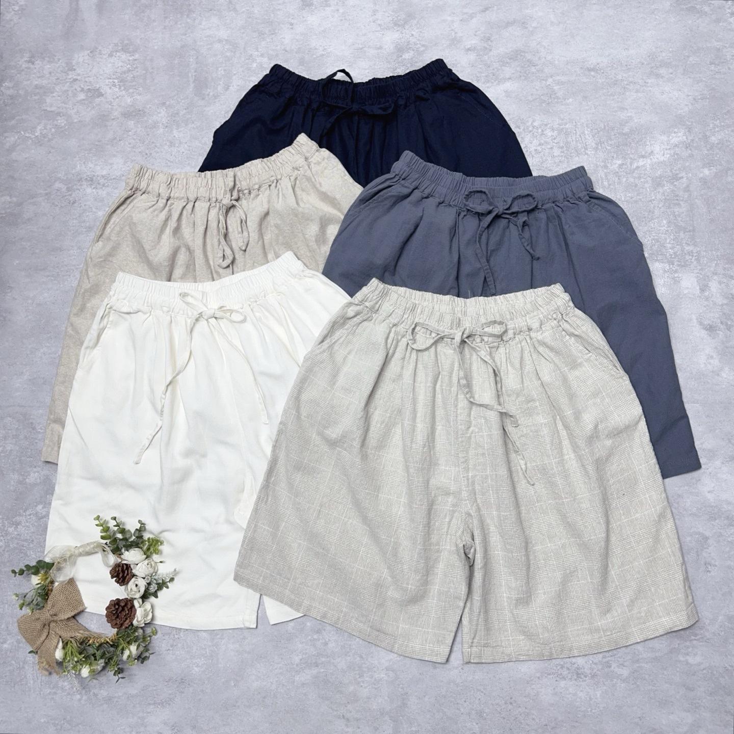 

Johnature Summer Comfortable Short Pants For Women Casual Simple Elastic Waist Loose Women Pants One Size тёмно-синий