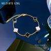 Elegant Four-Leaf Flower Black And White Fritillary Lucky Minimalist Chain Bracelet Female Retro Girlfriend