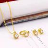 Three-Piece Zircon Gold Jewelry Set: Women's Earrings, Ring, and Necklace