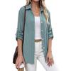 Womens Casual Button Up Long Sleeve Roll Tab Sleeve Shirt