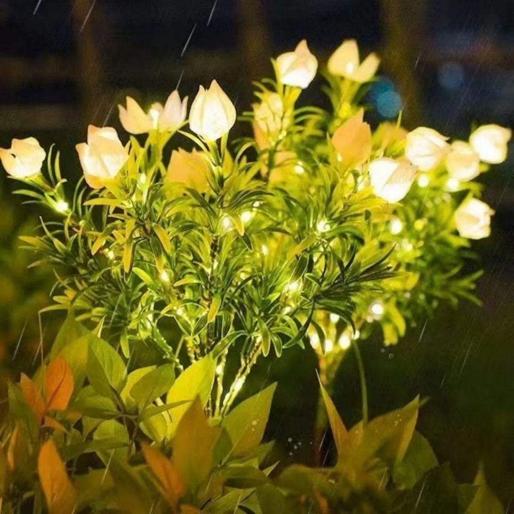 Gardenia Flower Solar Artificial Flower Light Realistic Multi-Color Changing Outdoor Solar Garden Light Solar Powered 42LED