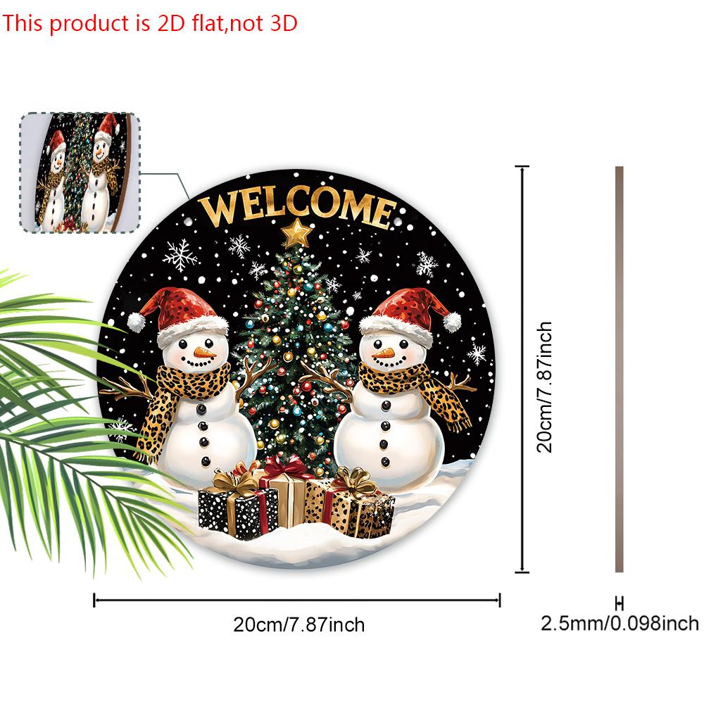 Rustikální vánoční dřevěná uvítací cedule se vzorem sněhuláka - Kulatá cedule Navidad na vchodové dveře, nástěnná dekorace - Ideální vánoční dekorace