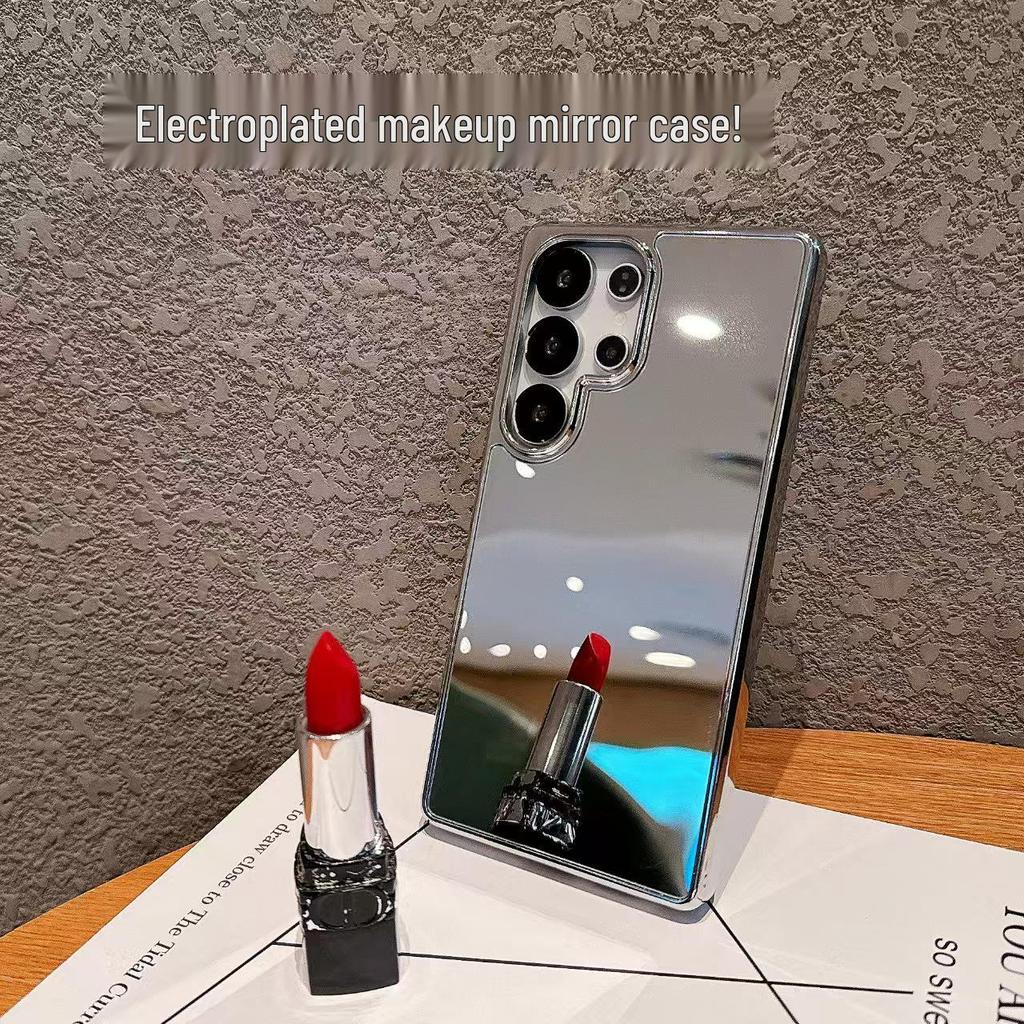 Samsung S25 Edge Electroplated Makeup Mirror Case - S24 Ultra Full Coverage with Drop Protection, New Hard Shell Design