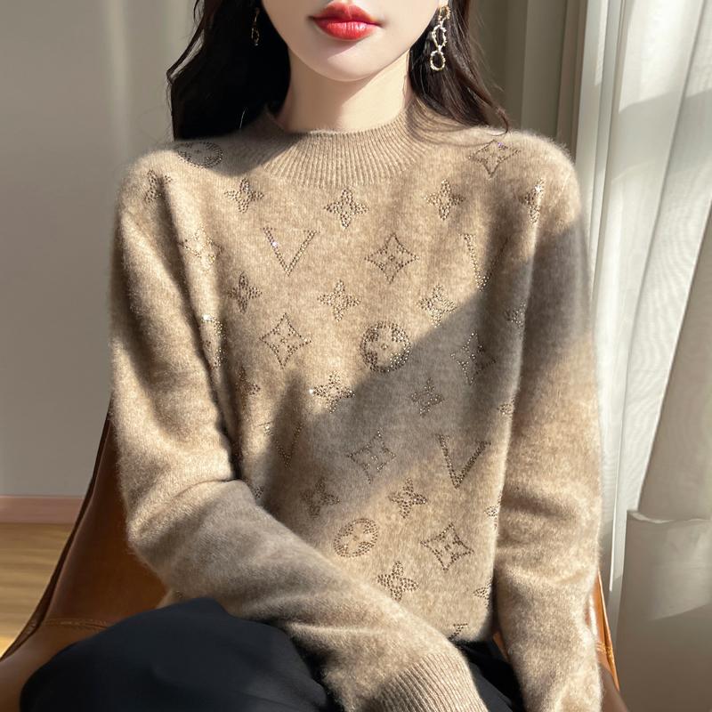 Dámský kašmírový svetr Kašmír Qinghe 30% kašmír 70% vlna podzimní a zimní pulovr hřejivý a módní