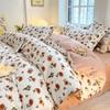 Washed Cotton 4Pcs Set, Spring And Autumn 1.8M Bed Sheet Double Quilt Set 3Pcs Home Textile