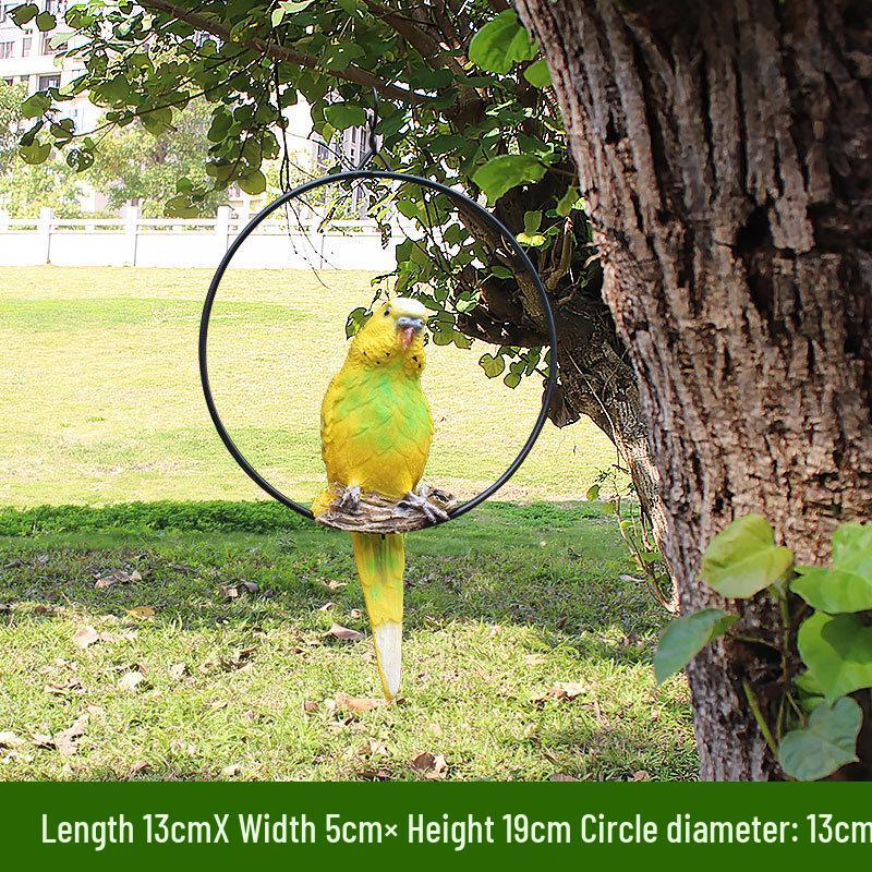 Parrot Tree Decoration: Cross-border Bird Model Resin Ornament for Courtyard