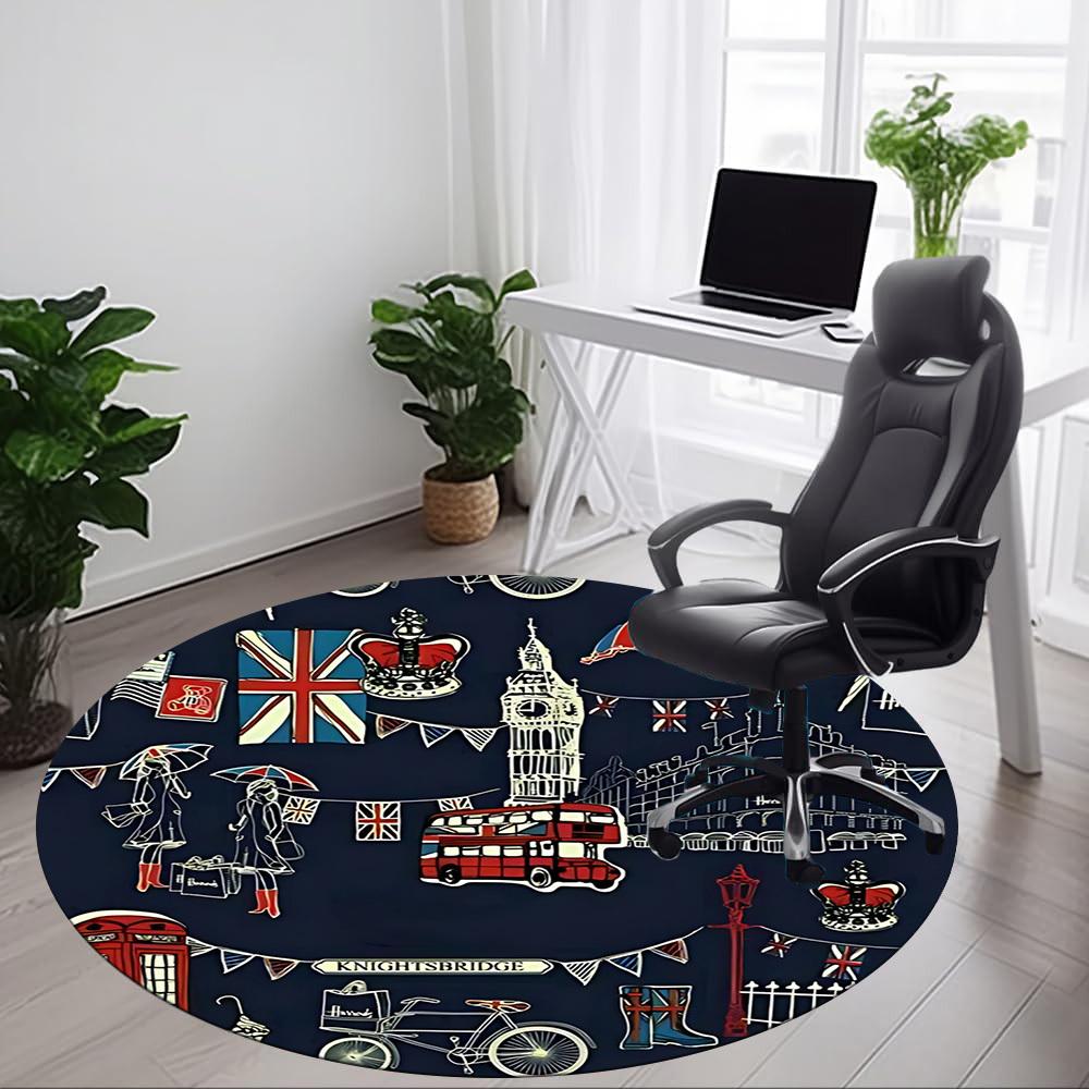 1pc London Icons Chair Carpet for Office Non-Slip, Rug for Office, Room, Good Gift for Family or Friends, yy251226211