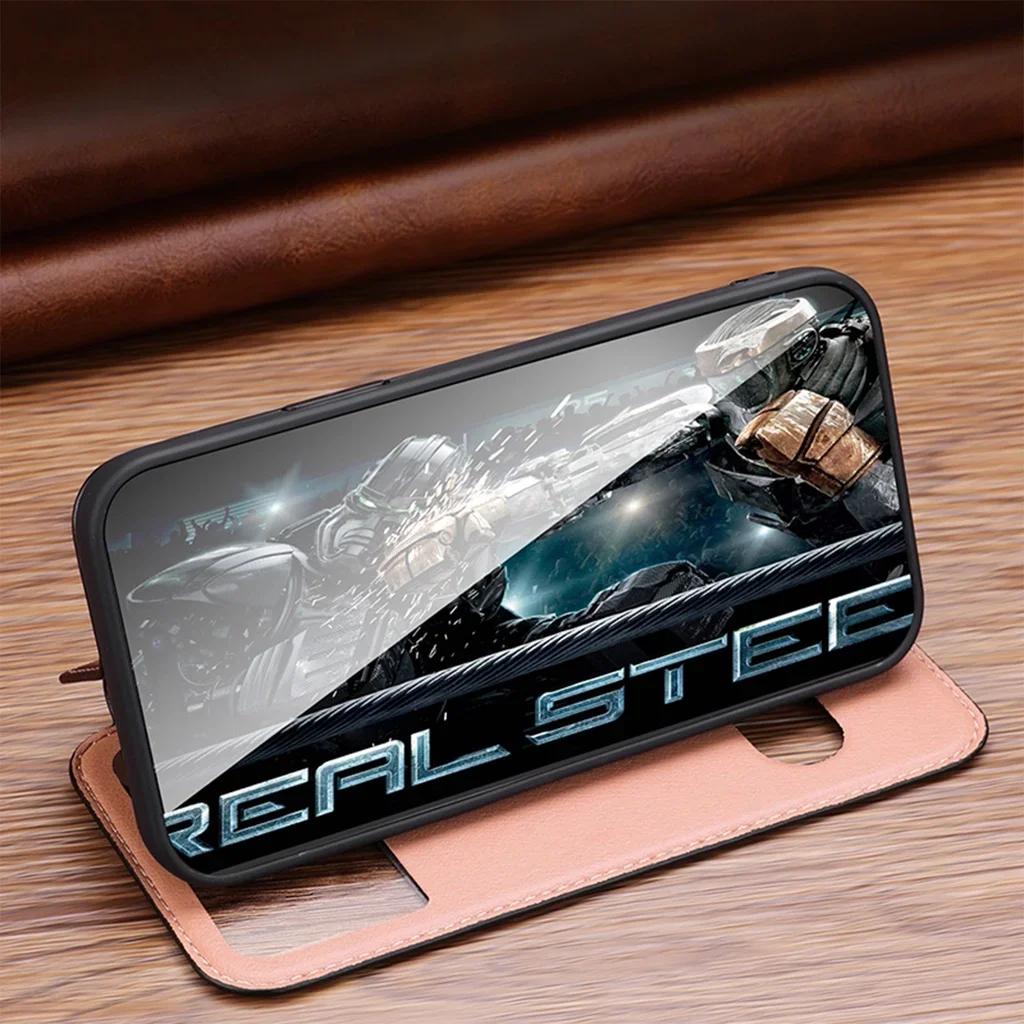 Magnetische Echtleder-Hülle für iPhone 16 Pro Max 17 15 Plus 14 13 12 11 Xs Xr 8 mit Fensteransicht Brieftaschen-Cover Kostenlose Antwort