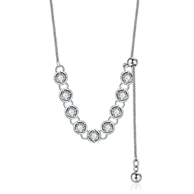Inspired Ins Unique Titanium Steel Necklace With Dazzling Zircon Detail For Womens Fashion