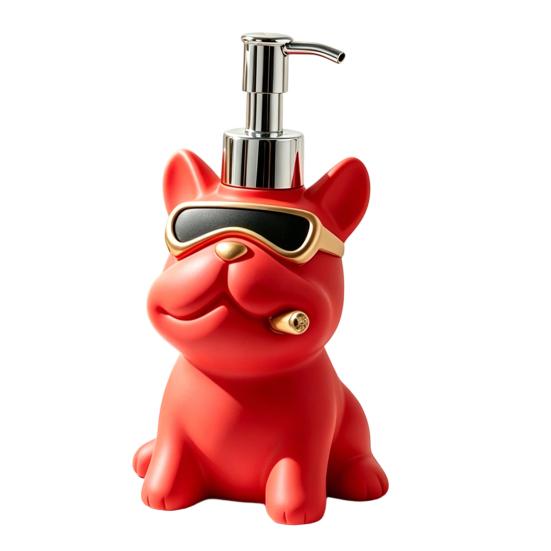 280ml Soap Dispenser, French Bulldog Design Liquid Soap Bottle, Large Capacity Press Pump for Hand Soap Shower Gel Bathroom Kitchen Use
