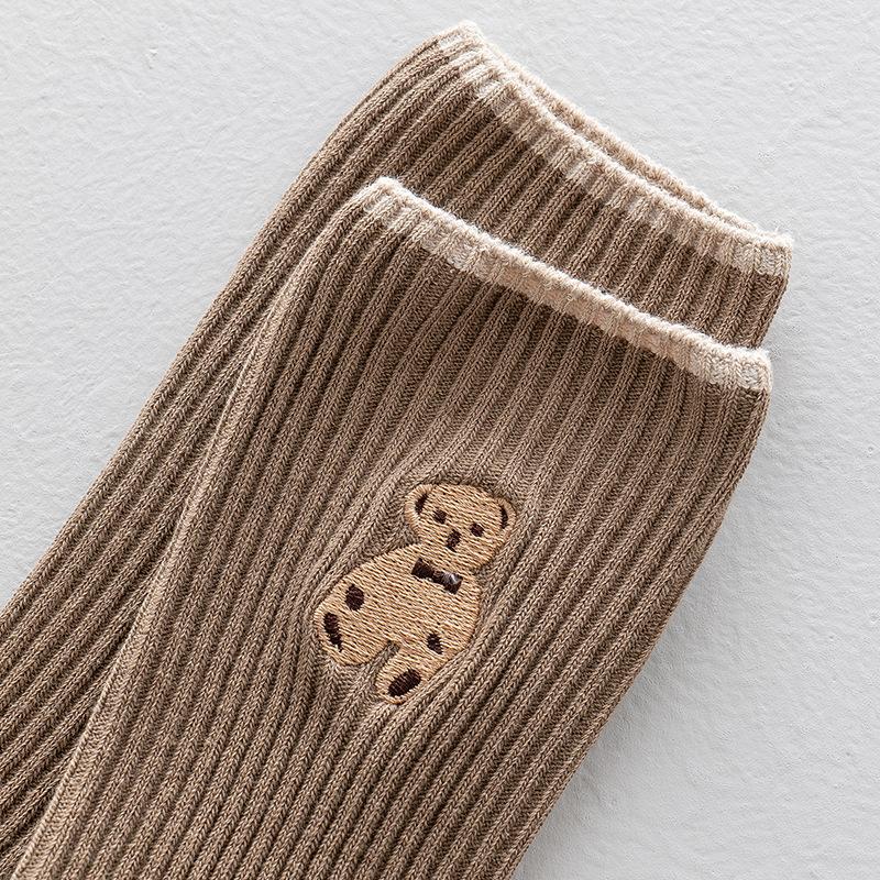 Women'S Cartoon Bear Socks Korean Casual Stockings Soft Cotton Socks Autumn Coffee Stockings Kawaii Women Socks Women Hosiery