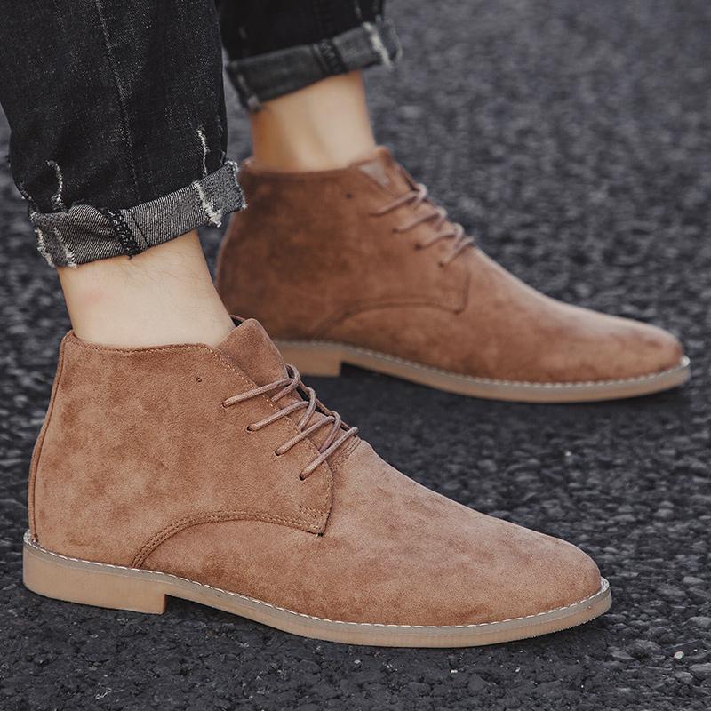 Fashion Men's Retro Classical Chelsea Boots Office Suede Leather Men Fashion Business Ankle Boot Mens Casual Short Boots High-Top Shoes