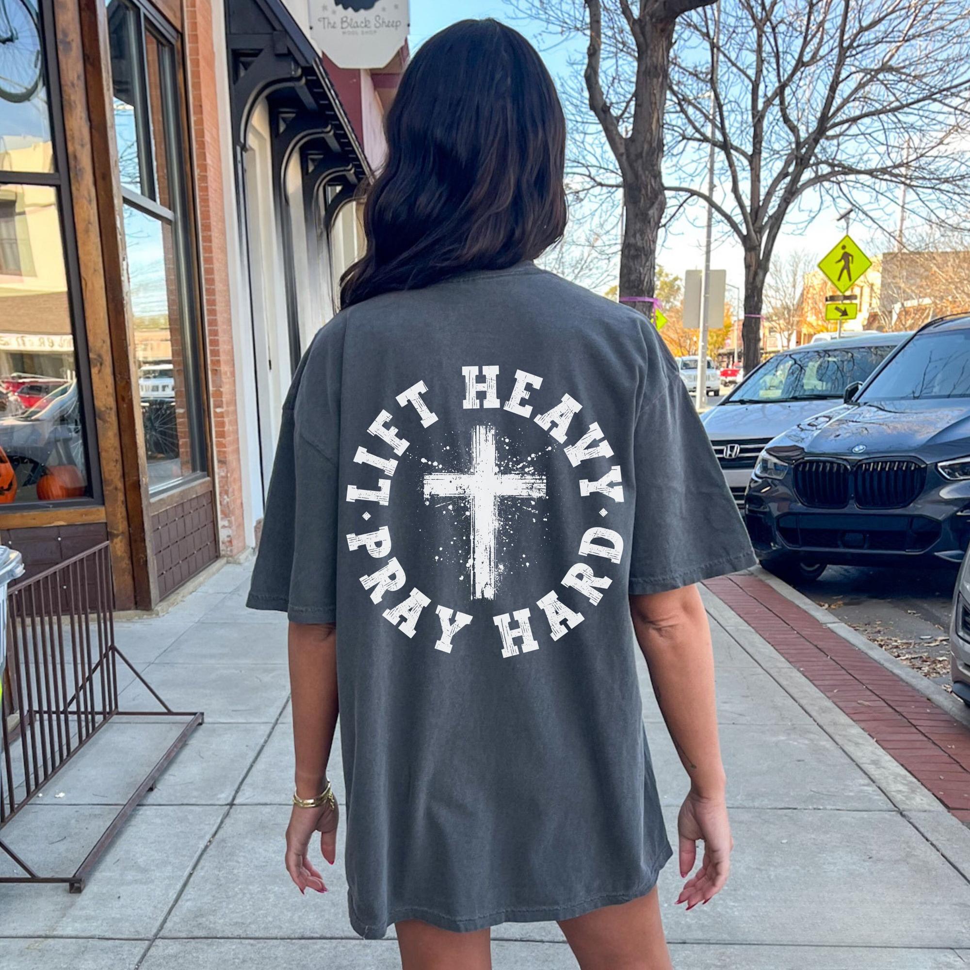 

Lift Heavy Pray Hard Printed Womens Tshirt SpringSummer Fashion Trend Pure Cotton Top Neutral Short Sleeve Fitness Tshirt S