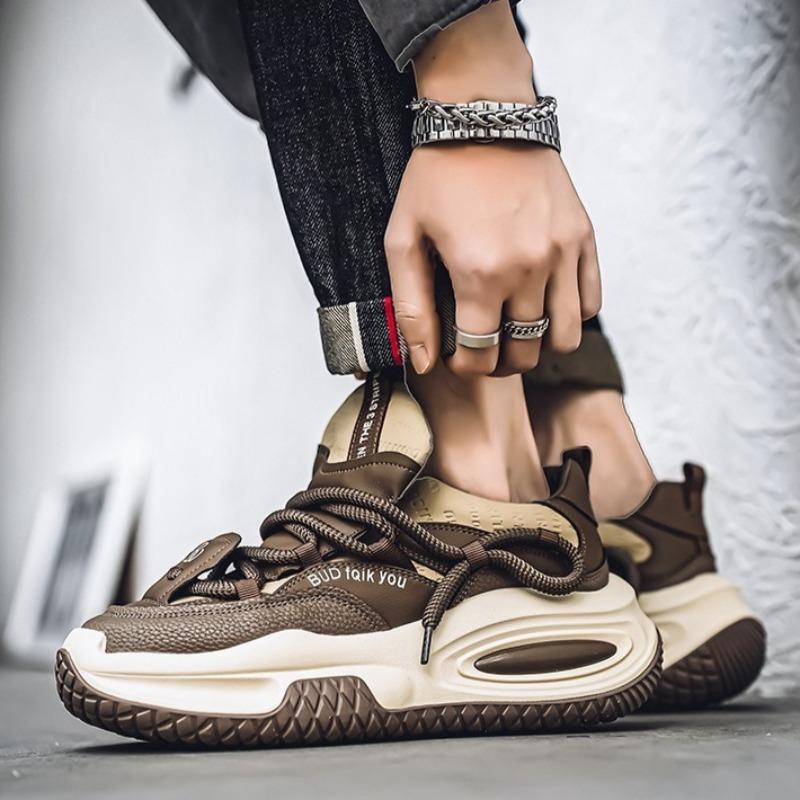 Autumn Versatile Men Lace-up Sneakers Designer Men Thick Bottom Vulcanized Shoes Outdoor Wear-resistant Running Shoes Zapatillas