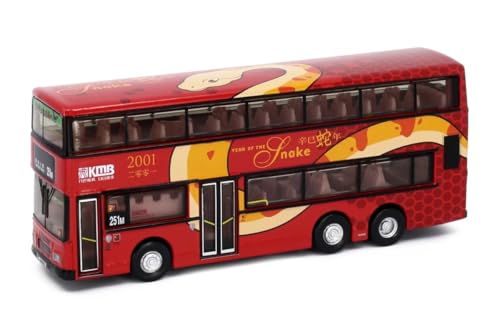Tiny City Масштаб 1/110 Двухэтажный автобус KMB Volvo Olympian 11м 2001 Год Кролика Литая модель автомобиля