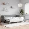 VidaXL Daybed with Trundle and Mattress Light Grey 90x200 Cm Fabric 3196834