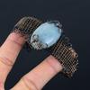 Unique Aquamarine Gemstone Pure Copper Wire Wrapped Handmade Cuff/ Bangle Jewelry
