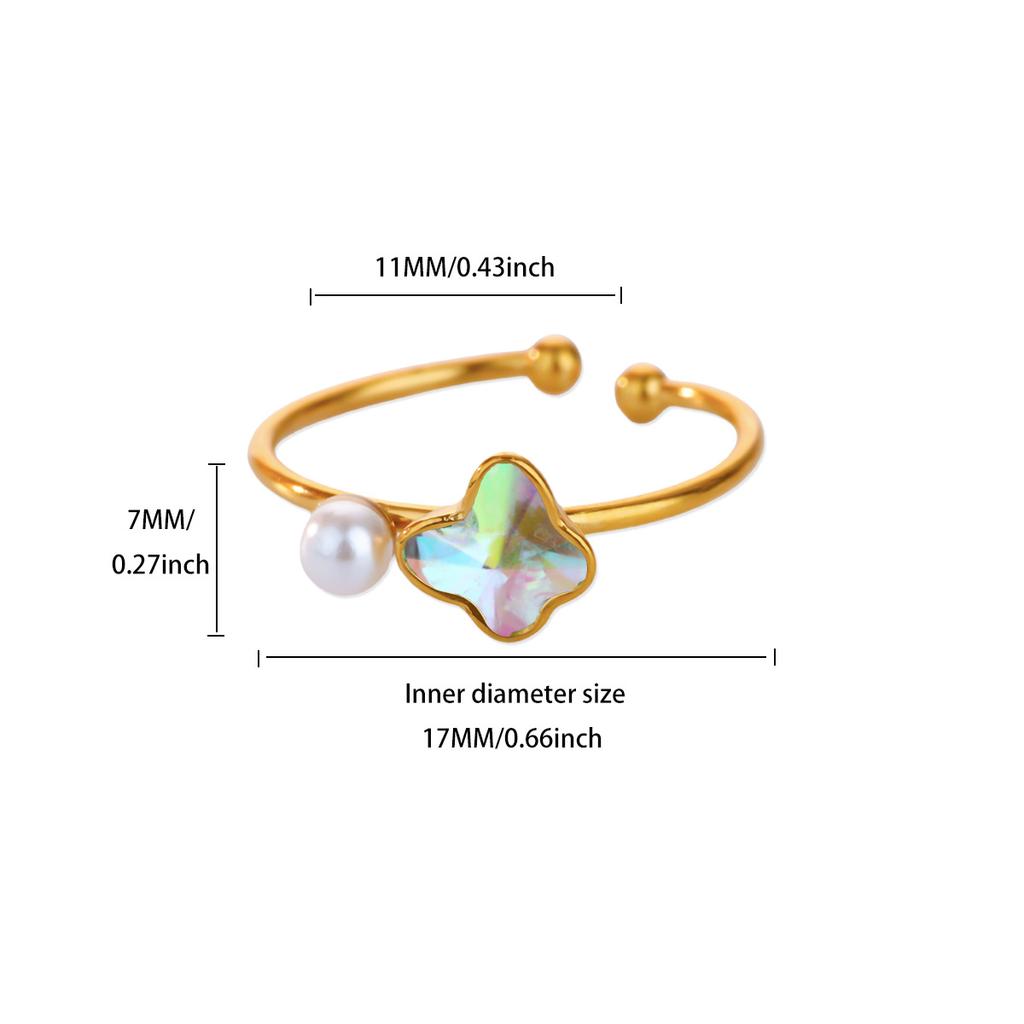 Dainty Horseshoe Buckle Stainless Steel Rings 18K Gold-plated Open Rings Women Golden Wedding Zircon Vacation Accessories Gifts