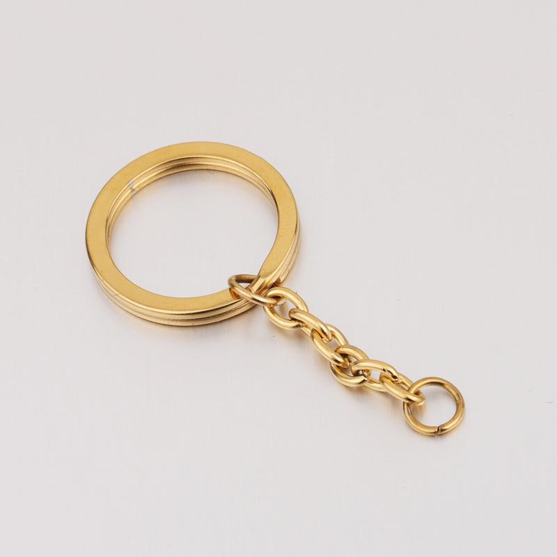 5pcs No Fade Stainless Steel Keychain with Flat Split Ring Extension Chain Clasp Circle Loop for Keyring DIY Jewelry Making