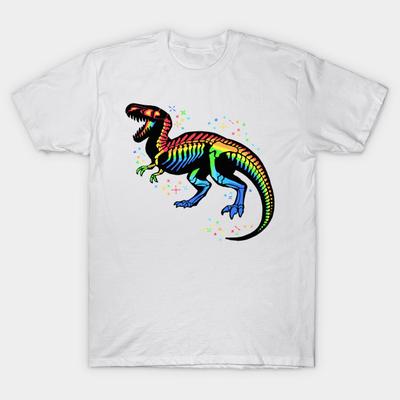 Asian Size Men Print T-shirt Fabulous Rainbow Trex No-Cut Heat Transfer Print Cotton Tshirt