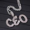 THE BLING KING Iced Cubic Zircon Baguettecz Initial Letters Pendant Necklace Words Name With 4mm CZ Tennis Chain Jewelry