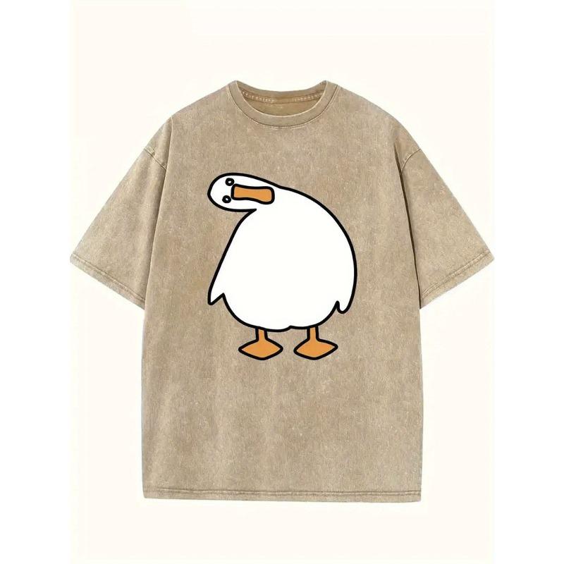 European Sizes Men's T-Shirt Printed Duck Retro Trendy Brand T-Shirt, Short Sleeved Round Neck T-Shirt, Suitable for Summer Wear