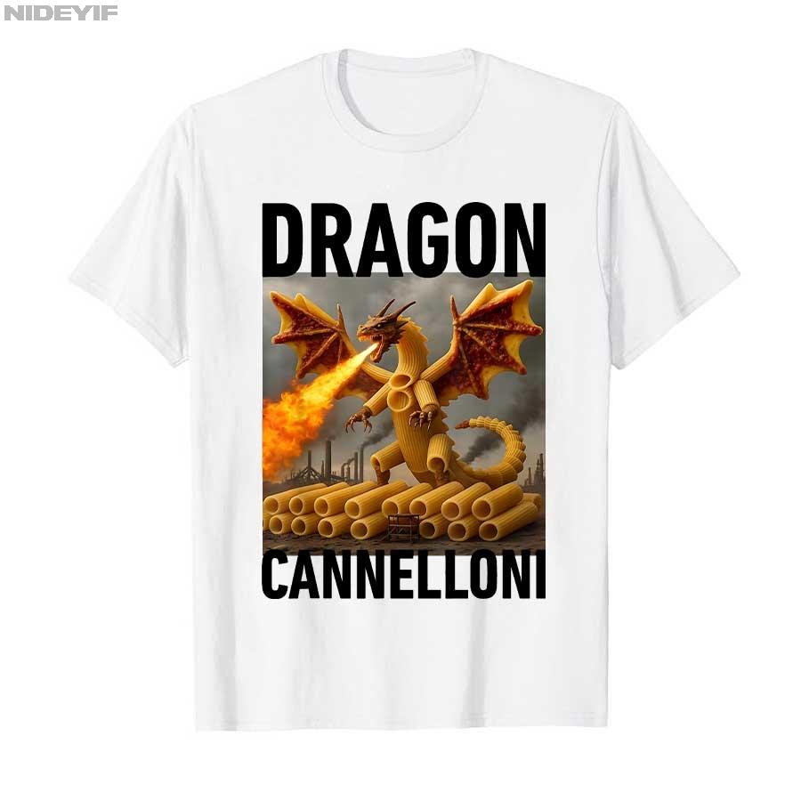 Dragon Cannelloni Italian Brainrot Meme T-shirt For Men Women 100% Cotton T Shirts Short Sleeve Tops P485