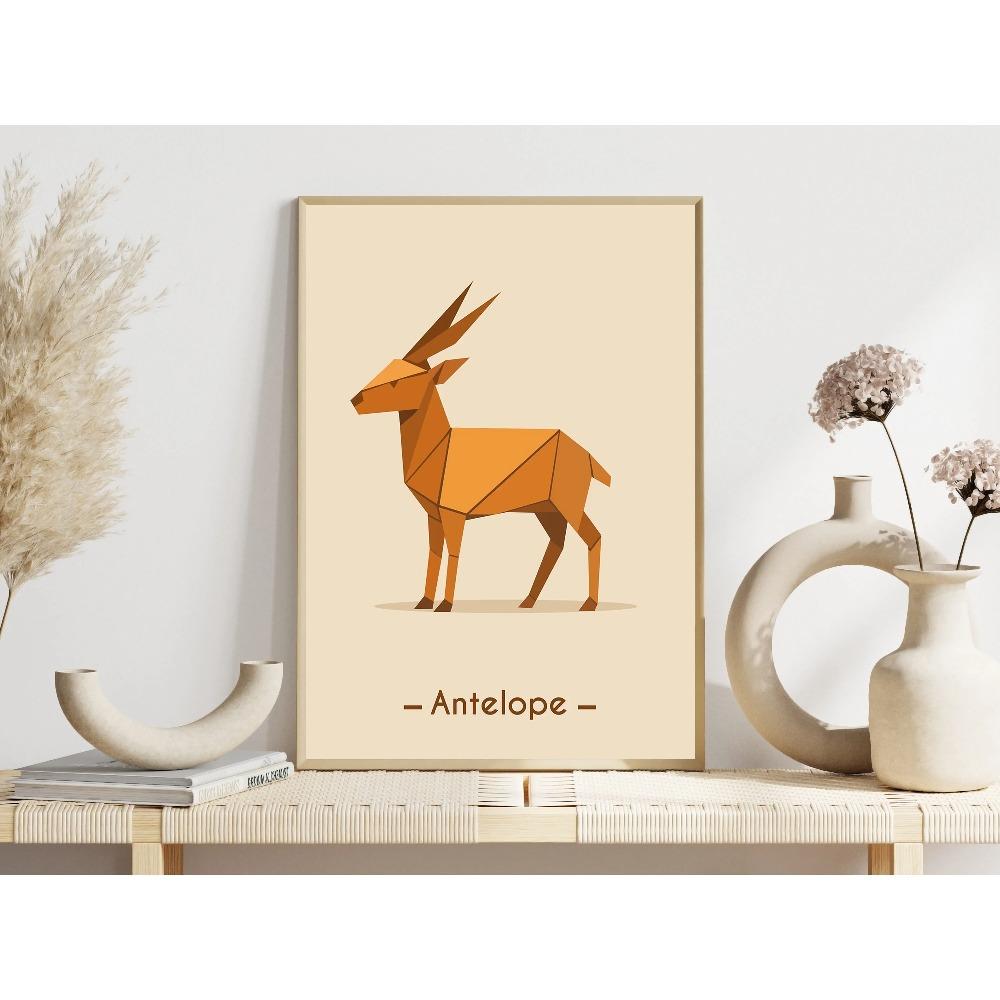 Abstract Geometric Stereoscopic Cute Animal Posters Jaguar Penguin Bear Prints Canvas Painting Wall Art Picture Home Room Decor