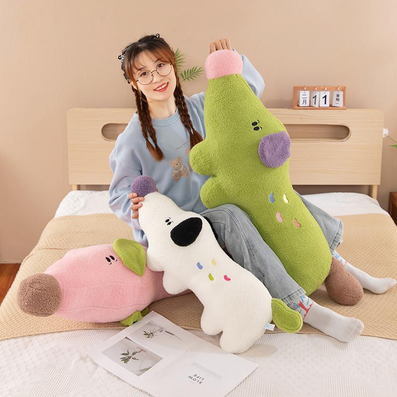 Plush Dog Colourful Toy Pillow Stuffed Animal Doll Back Cushions Gifts Kids