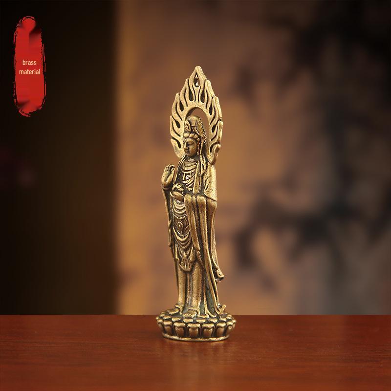 Ornamento Bodhisattva Guanyin in Rame Puro per Casa e Soggiorno