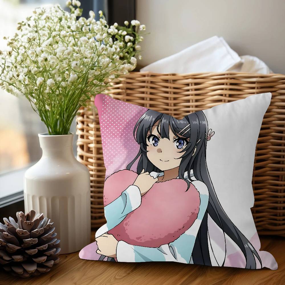 Sakurajima Mai Anime Cushion Cover Car Throw Pillow Case For Sofa Car Christmas Gift 40x40cm 45x45cm
