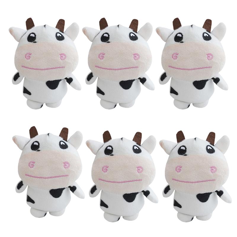 1-12pcs Plush Cow Keychain Cow Plushie Animal Toy Kawaii Spotted Cow Keyring Women Bag Animal Decor Christmas Birthday Gift
